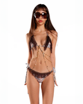 TIGER PRINT FRINGE BIKINI