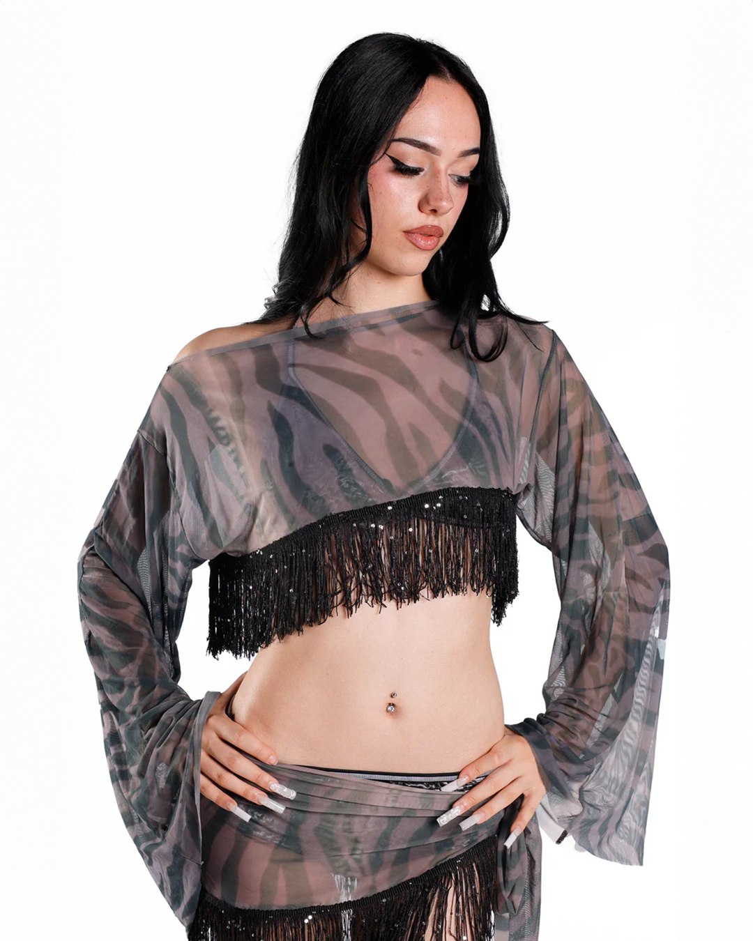 ZEBRA FRINGE TOP