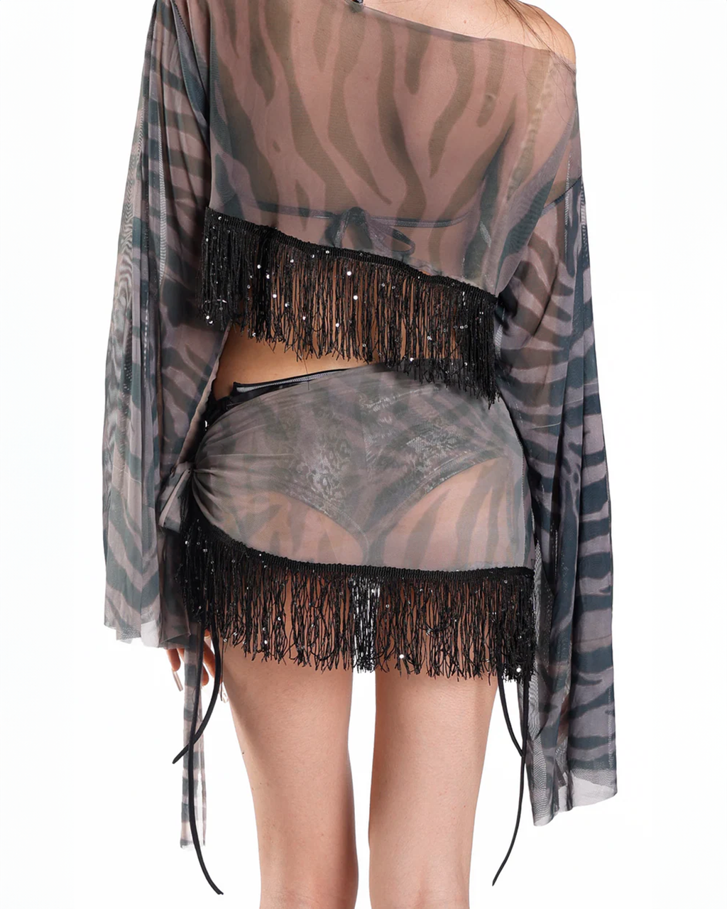 ZEBRA FRINGE MINI SKIRT